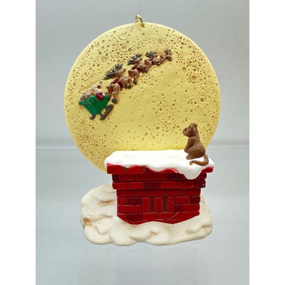 Hallmark 1997 Happy Christmas to All Keepsake Membership Santa Sleigh Ornament - Picture 5 of 10